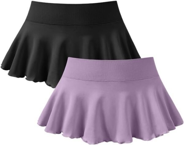 Women 2 Piece Mini Skirts 2 in 1 Flowy Sexy Basic Stretchy Flared Casual Skirts