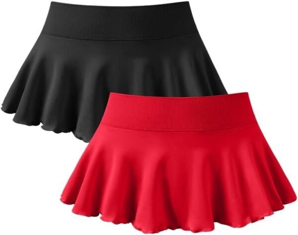 Women 2 Piece Mini Skirts 2 in 1 Flowy Sexy Basic Stretchy Flared Casual Skirts