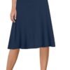 A-Line Midi Skirts for Women- High Waist Knee Length Casual Flared Flowy Skirt Made in USA