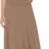 A-Line Midi Skirts for Women- High Waist Knee Length Casual Flared Flowy Skirt Made in USA