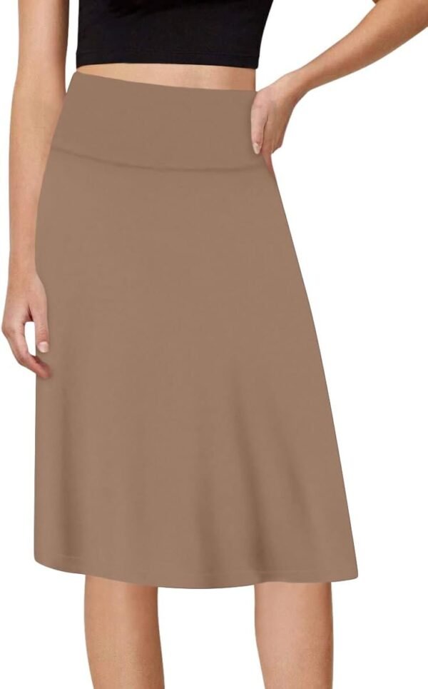 A-Line Midi Skirts for Women- High Waist Knee Length Casual Flared Flowy Skirt Made in USA