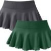 Women 2 Piece Mini Skirts 2 in 1 Flowy Sexy Basic Stretchy Flared Casual Skirts