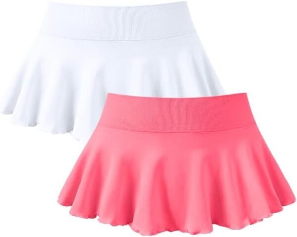 Women 2 Piece Mini Skirts 2 in 1 Flowy Sexy Basic Stretchy Flared Casual Skirts
