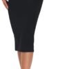 Women's High Waist Tummy Control Pencil Skirts Stretchy Bodycon Midi Skirt below Knee with Back Slit