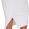 Women's High Waist Tummy Control Pencil Skirts Stretchy Bodycon Midi Skirt below Knee with Back Slit
