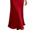 2024 Women Long Satin Summer Spring Skirt Silk Elegant High Waist Cocktail Party Wedding Flared A-Line Midi Skirts