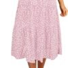 Women's Boho Leopard Print Skirt Pleated A-Line Swing Midi Skirts