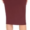 Women's High Waist Tummy Control Pencil Skirts Stretchy Bodycon Midi Skirt below Knee with Back Slit