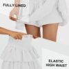 Women's High Waist Ruffle Mini Skirt Cute Tiered Short Skirt with Shorts Underneath
