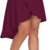E Women's High Waist Wrap Ruffle Hem Asymmetric Skort High Low Flowy Midi Skirt with Shorts