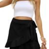 Women's Summer Wrap Floral High Waist Ruffle Short Mini Skirts