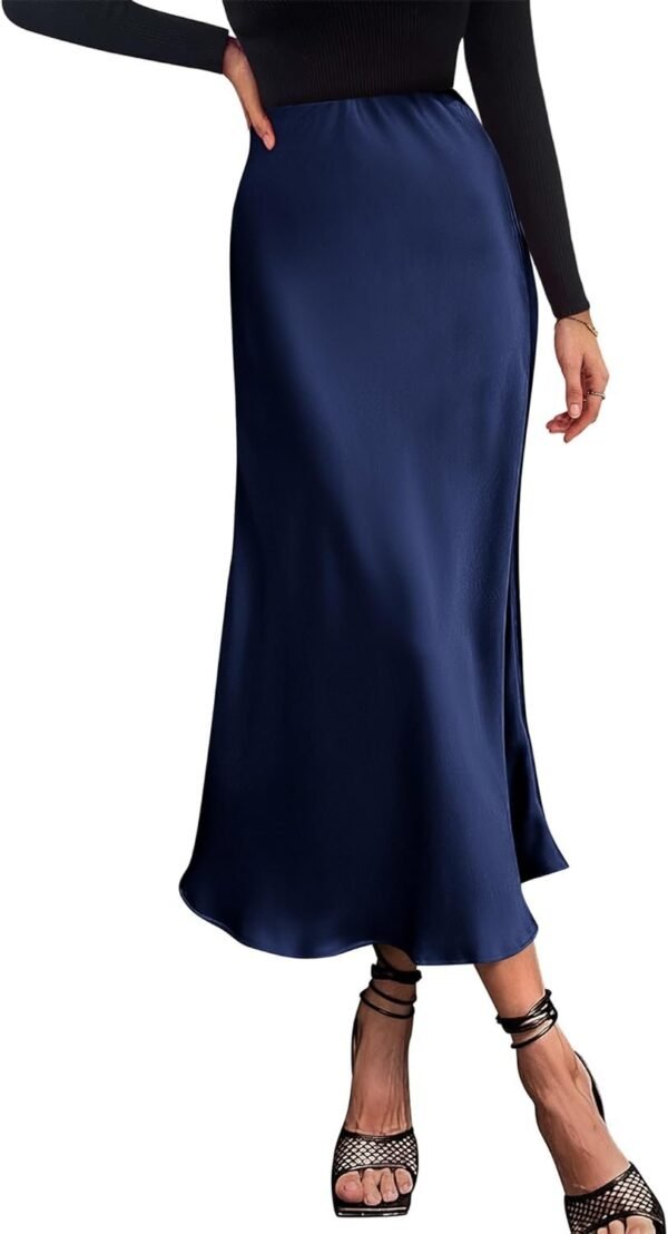 2024 Women Long Satin Summer Spring Skirt Silk Elegant High Waist Cocktail Party Wedding Flared A-Line Midi Skirts