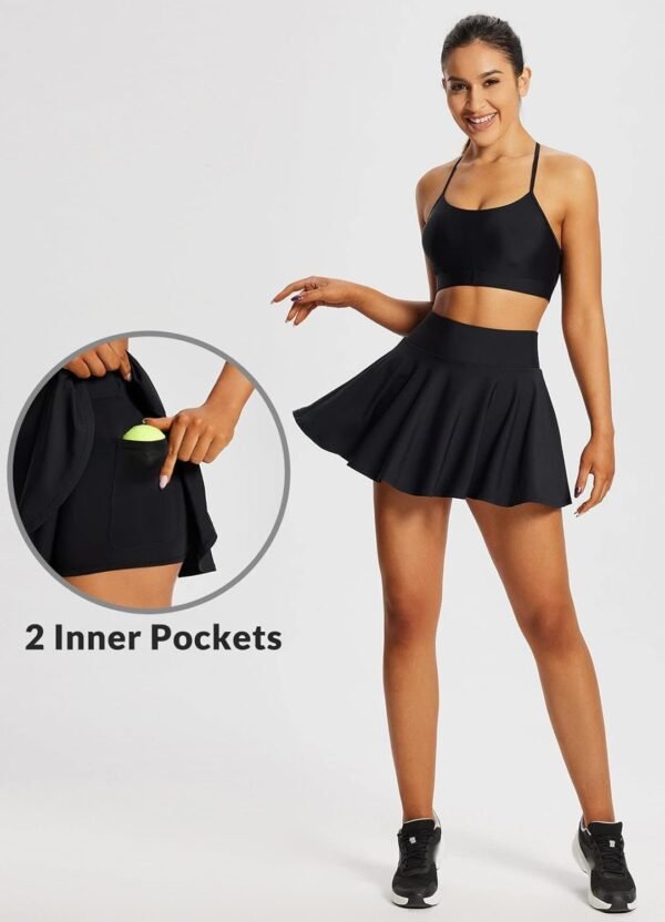 Women's Tennis Skirts High Waisted Tummy Control Pleated Golf Skorts for Woman with Shorts Pockets