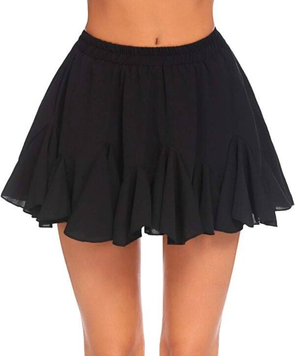 Women's Pleated Skater Skirt Basic Casual High Waisted Ruffles Flared Mini Lingerie Skirts