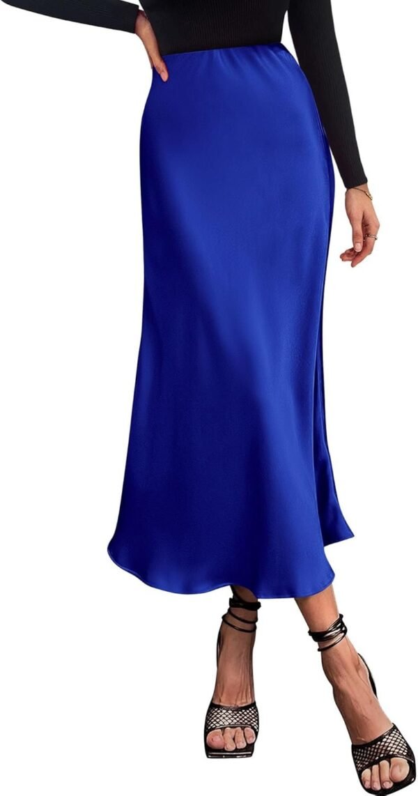 2024 Women Long Satin Summer Spring Skirt Silk Elegant High Waist Cocktail Party Wedding Flared A-Line Midi Skirts