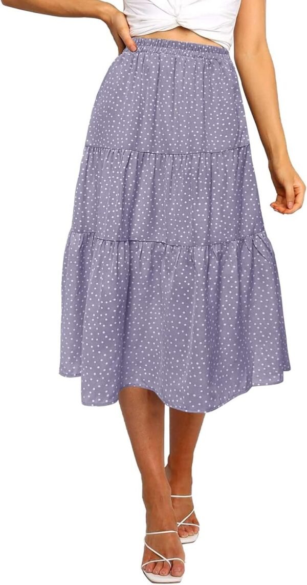 Women's Boho Leopard Print Skirt Pleated A-Line Swing Midi Skirts