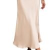 2024 Women Long Satin Summer Spring Skirt Silk Elegant High Waist Cocktail Party Wedding Flared A-Line Midi Skirts