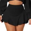Mini Skirt for Women Sexy Solid Ruffle Trim Lingerie Skirt Short High Waist Two Layer Hem Skirt