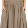 Skirts for Women Regular and Plus Size Skirt with Pockets Below The Knee Length Ruched Flowy Midi Skirt