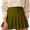 Women's Girl High Waisted Pleated Tennis Skirt School A-Line Skater Skirts with Lining Shorts