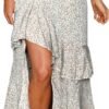 Women 2024 Summer Spring Boho Long Skirts Dress Floral Print Elastic Waist Split Ruffle High Low Beach Maxi Skirt