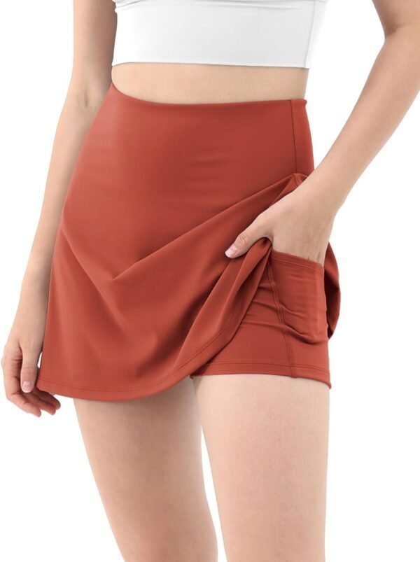 Women's Athletic Tennis Skorts with Pockets Built-in Shorts Golf Active Skirts for Sports Running Gym Training