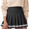 Women's Girl High Waisted Pleated Tennis Skirt School A-Line Skater Skirts with Lining Shorts