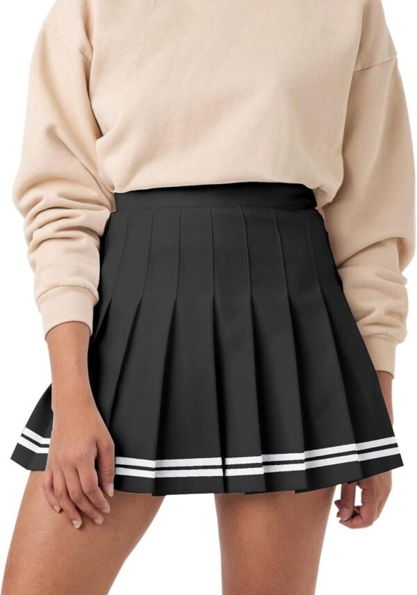 Women's Girl High Waisted Pleated Tennis Skirt School A-Line Skater Skirts with Lining Shorts