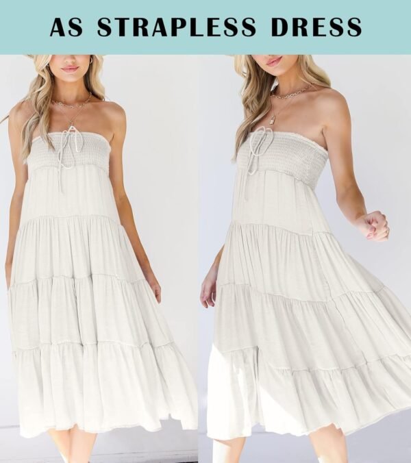 Women's 2024 Summer Elastic High Waist Boho Maxi Skirt Casual Drawstring A Line Flowy Long Skirts