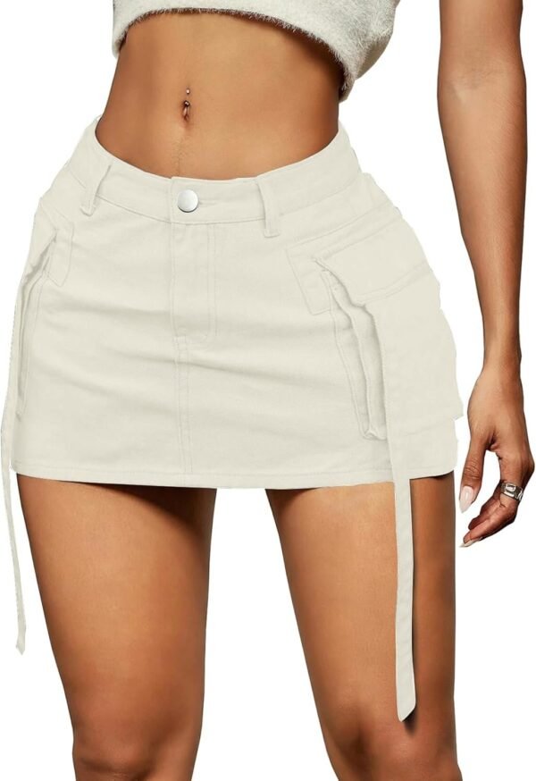 Skirt Women y2k Button Mini Jeans Skirt Denim Skirt with Pocket Low Waist