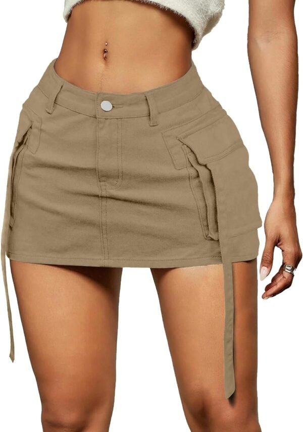 Skirt Women y2k Button Mini Jeans Skirt Denim Skirt with Pocket Low Waist