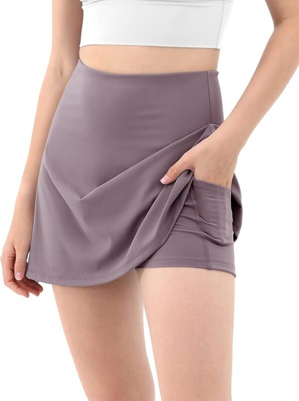 Women's Athletic Tennis Skorts with Pockets Built-in Shorts Golf Active Skirts for Sports Running Gym Training