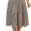 Women's Boho Leopard Print Skirt Pleated A-Line Swing Midi Skirts