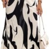 Women's High Waist Graphic Print A Line Pleated Long Skirt