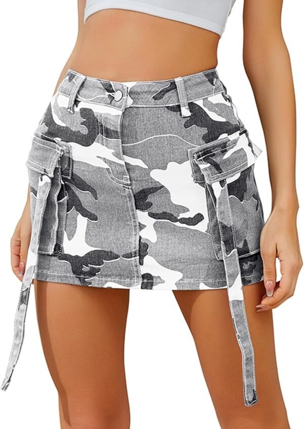 Skirt Women y2k Button Mini Jeans Skirt Denim Skirt with Pocket Low Waist