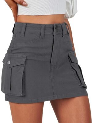 Skirt Women Button Mini Skirt with Pocket Y2k Bodycon 2024 Trendy Denim Jean Short Skirts