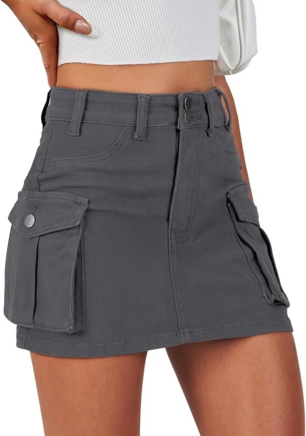 Skirt Women Button Mini Skirt with Pocket Y2k Bodycon 2024 Trendy Denim Jean Short Skirts