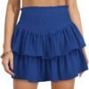 Women's High Waist Ruffle Mini Skirt Cute Tiered Short Skirt with Shorts Underneath