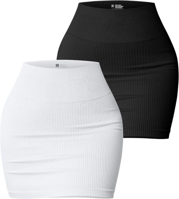 Women's 2 Piece Skirts Basic Versatile Stretchy Ribbed Casual High Waist Mini Skirt