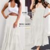 Women's 2024 Summer Elastic High Waist Boho Maxi Skirt Casual Drawstring A Line Flowy Long Skirts