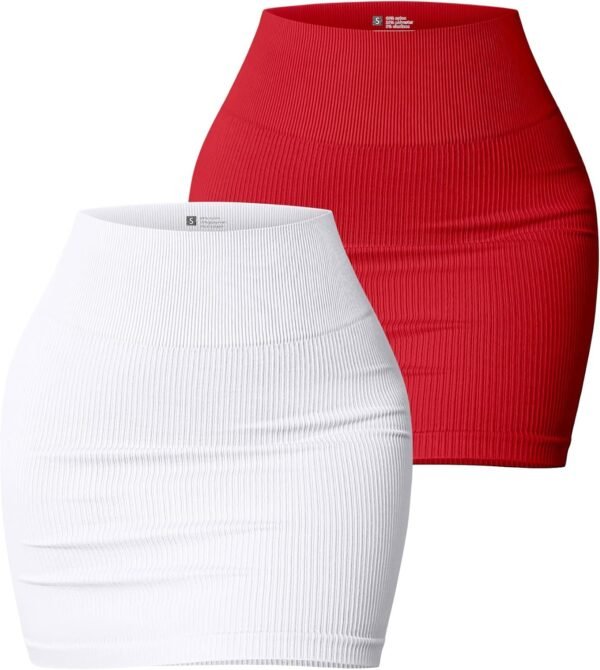 Women's 2 Piece Skirts Basic Versatile Stretchy Ribbed Casual High Waist Mini Skirt