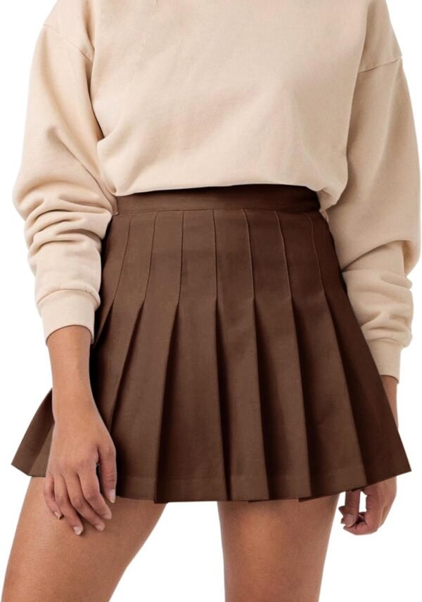 Women's Girl High Waisted Pleated Tennis Skirt School A-Line Skater Skirts with Lining Shorts