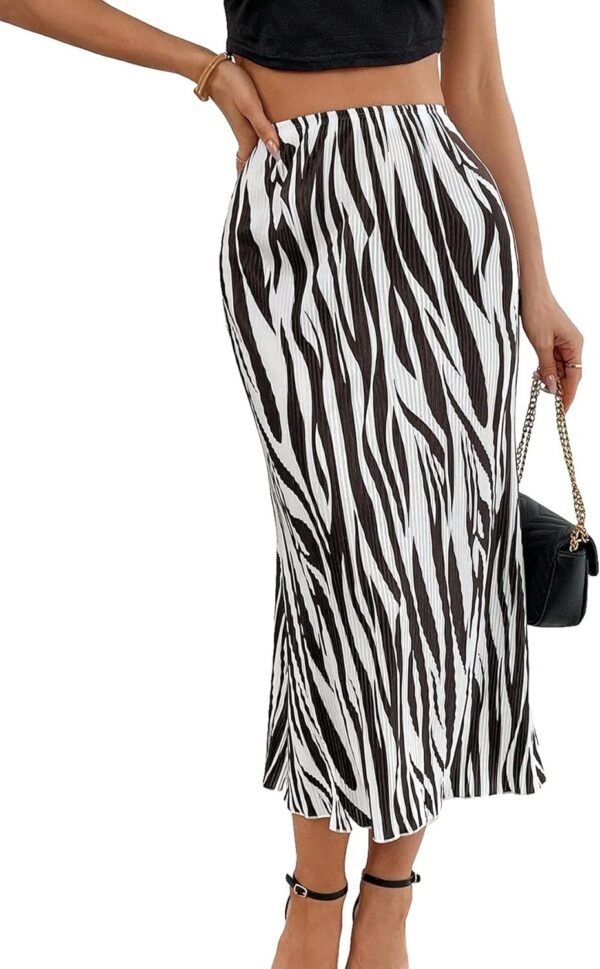 Women's High Waist Graphic Print A Line Pleated Long Skirt