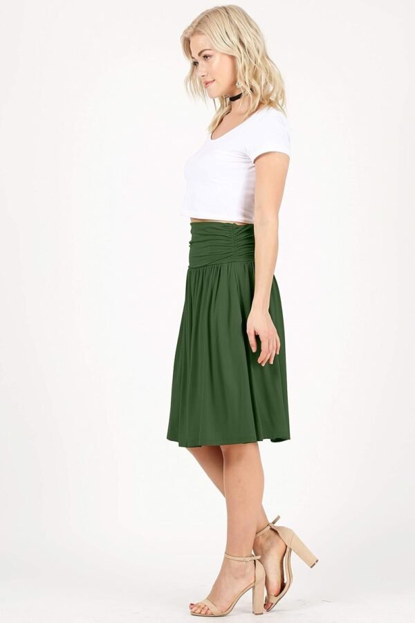 Skirts for Women Regular and Plus Size Skirt with Pockets Below The Knee Length Ruched Flowy Midi Skirt