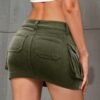 Women Denim Skirt Mini Low Waist Button Bodycon Y2K Flap Pockets Skirts