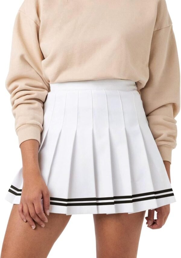 Women's Girl High Waisted Pleated Tennis Skirt School A-Line Skater Skirts with Lining Shorts