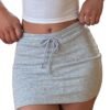 Women's Drawstring Waist Bodycon Skirt Skinny Mini Length Casual Plain Skirts