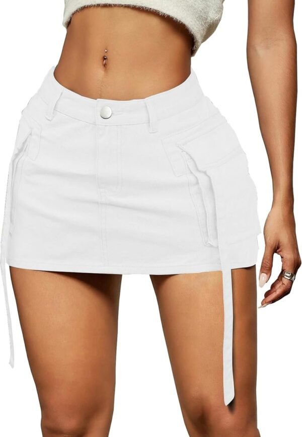 Skirt Women y2k Button Mini Jeans Skirt Denim Skirt with Pocket Low Waist