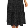 Women's Boho Leopard Print Skirt Pleated A-Line Swing Midi Skirts
