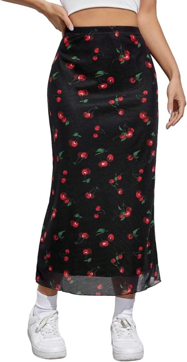 Women's Lettuce Trim High Waist Mesh Fishtail Bodycon Long Skirt